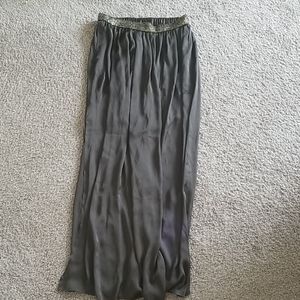 Satin emerald green maxi skirt